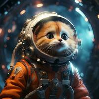 ai generato carino gatto lavori come un astronauta foto