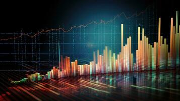 ai generato azione mercato grafico su digitale sfondo. attività commerciale e finanziario concetto. foto