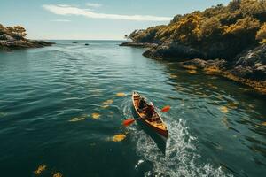 ai generato fuco Visualizza di persone andando kayak foto