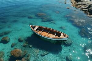 ai generato minimalista foto un' nave su mare