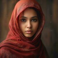 ai generato musulmano ragazza con hijab foto