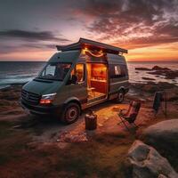 ai generato viaggio con camper foto