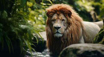 ai generato ritratto di un' selvaggio animale nel il natura, animale nel foresta, selvaggio animale avvicinamento foto