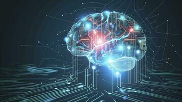 ai generato futuristico illustrazione di artificiale intelligenza cervello concetto con digitale circuiti. ai cervello circuito tavola icona illustrazione. foto