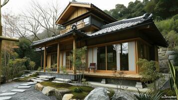 ai generato giapponese classico stile Casa design foto