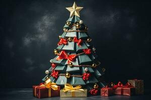 ai generato Natale albero con fronzolo ornamenti e i regali foto