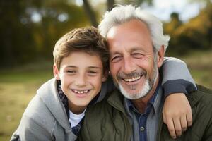 ai generato padre la spesa tempo insieme con il suo figlio all'aperto foto