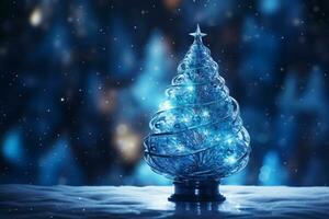 ai generato astratto blu shinny Natale albero con bokeh sfondo tecnologia concetto foto