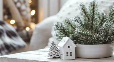 ai generato un' accogliente concetto di festivo casa decorazione per Natale. ai generato foto