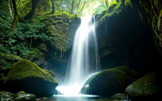 ai generato sotterraneo grotta cascata nascosto bellezza ai generato foto