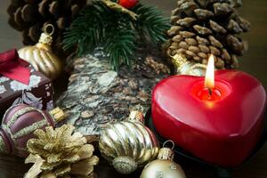 Natale decorazione con Natale palline e Natale candela foto