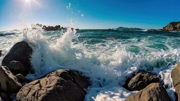 ai generato schiuma di il oceano su il spiaggia generativo ai foto