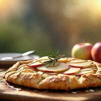 ai generato dolce, Mela rosmarino galette con miele pioviggine. ai generativo foto