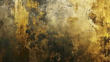 ai generato astratto oro Esposto alle intemperie parete dipinto sfondo. foto