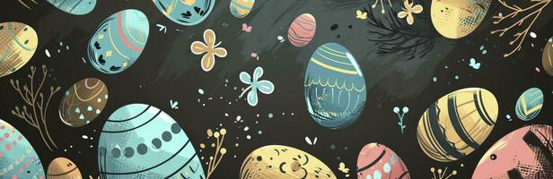 ai generato contento Pasqua dipinto Pasqua uova mano disegnato illustrazione foto