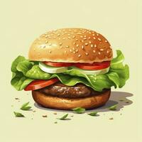 ai generato fresco gustoso hamburger isolato su bianca sfondo foto