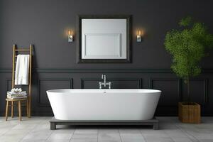 ai generato 3d reso minimo stile moderno bagno interno design con vasca da bagno foto