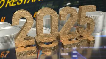 il oro numero 2025 per attività commerciale concetto 3d resa. foto