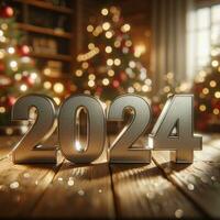 ai generato Natale e nuovo anno 2024 celebrazione azione immagini per attività commerciale e marketing foto