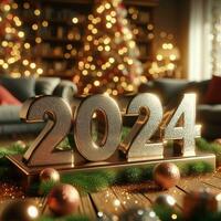 ai generato Natale e nuovo anno 2024 celebrazione azione immagini per attività commerciale e marketing foto