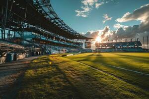 ai generato lussureggiante verde prato a calcio calcio gli sport stadio professionale fotografia foto