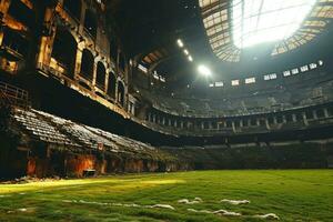 ai generato lussureggiante verde prato a calcio calcio gli sport stadio professionale fotografia foto