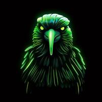 ai generato un' portafortuna logo con un' uccello nel verde neon. generativo ai foto