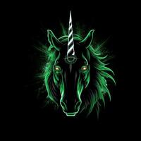 ai generato un' portafortuna logo con un' unicorno nel verde neon. generativo ai foto