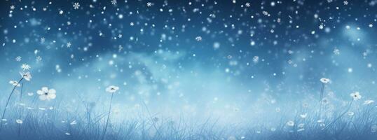 ai generato Natale inverno cielo sfondo con caduta neve foto