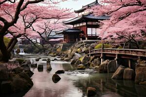 ai generato kiyomizu-dera tempio con ciliegia fiorire nel kyoto, Giappone, ai generato foto