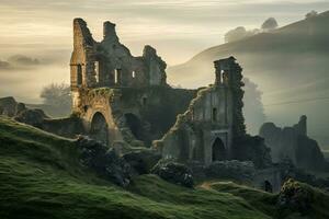 ai generato rovine di st. di Giovanni abbazia nel il picco quartiere, UK, ai generato foto