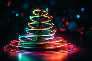 ai generato Natale albero concetto fatto di leggero pista tecnologia concetto foto