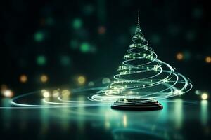 ai generato Natale albero concetto fatto di leggero pista tecnologia concetto foto