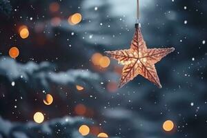 ai generato vicino su di decorativo Natale albero foto