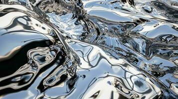 ai generato metallico astratto ondulato liquido sfondo con onde foto