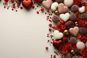 ai generato romantico cioccolato San Valentino giorno striscione, spazio per testo - elegante amore sfondo per saluti e annunci foto