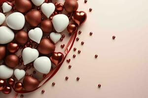 ai generato romantico cioccolato San Valentino giorno striscione, spazio per testo - elegante amore sfondo per saluti e annunci foto