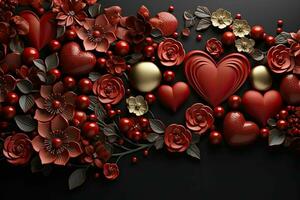 ai generato romantico cioccolato San Valentino giorno striscione, spazio per testo - elegante amore sfondo per saluti e annunci foto