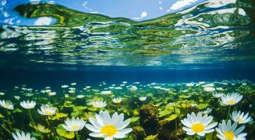 ai generato gigli nel il parco, gigli sfondo su il acqua, gigli nel il lago, bellissimo gigli foto