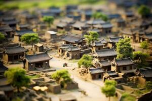 ai generato miniatura di tradizionale villaggio, Nanchino, jiangsu Provincia, Cina, ai generato foto