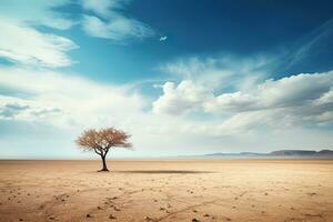 ai generato morto albero nel il mezzo di asciutto terra, namibia, Africa, ai generato foto