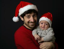 ai generato un' uomo e bambino festeggiare Natale foto