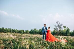 gli sposi hanno momenti romantici e felici insieme foto