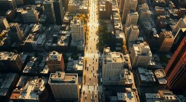 ai generato panoramico Visualizza di il città, moderno città Visualizza foto