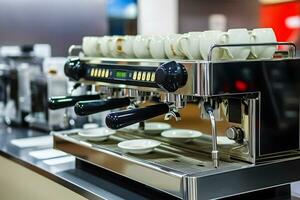 ai generato caffè espresso macchina fabbricazione fresco caffè. neurale Rete ai generato foto