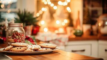 ai generato Natale cottura al forno, vacanze ricetta e casa cucinando, vacanza cuoce, ingredienti e preparazione nel inglese nazione Villetta cucina, fatti in casa cibo e ricettario foto