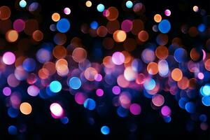 ai generato sfocato fascino astratto e colorato bokeh luci danza su un' nero sfondo foto