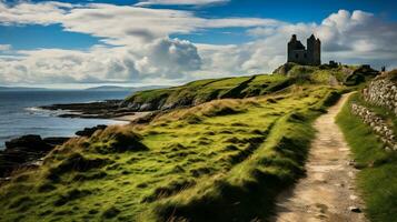 ai generato un' Visualizza di irlandesi paesaggio foto