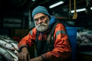 ai generato nautico uomo frutti di mare barca. creare ai foto