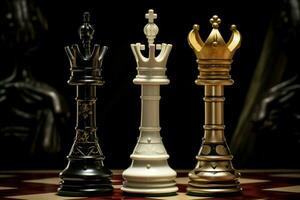 ai generato regale re Regina scacchi. creare ai foto